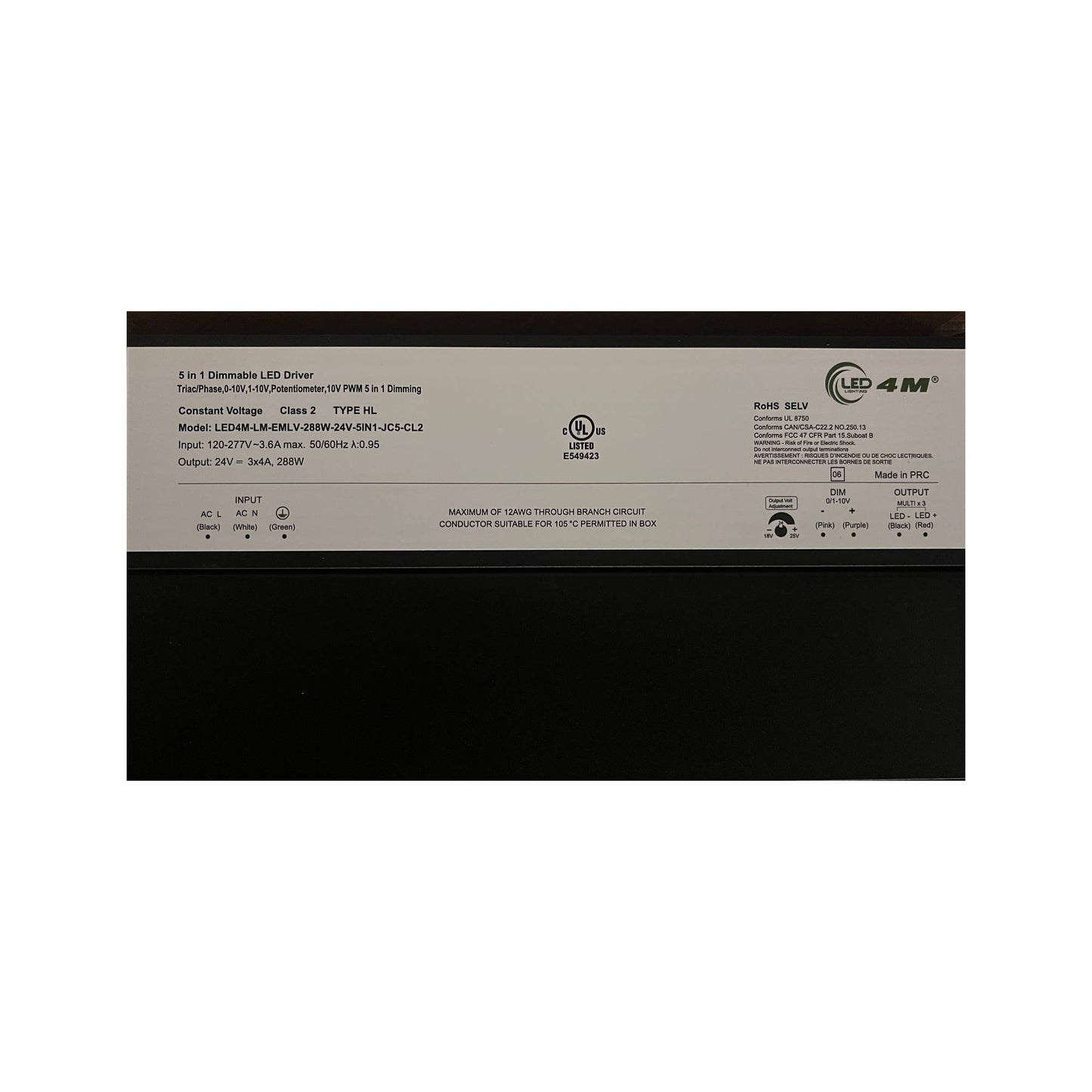 LED Driver 150-288W - 24V 5-in-1 (Triac/0-10V/ELV)