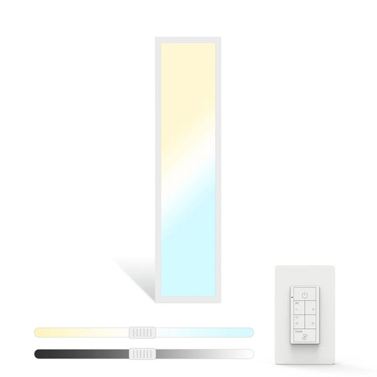 1x4 LED Backlit Flat Panel Light (4-Pack) | White Finish | Selectable CCT & Wattage | 0-10V Dimmable