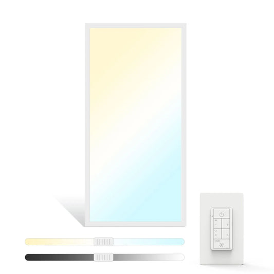 2x4 LED Backlit Flat Panel Light (4-Pack) | White Finish | Selectable CCT & Wattage | 0-10V Dimmable