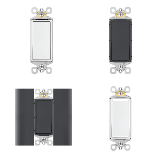 Decorator Rocker Light Switch 15A - Single Pole / 3-Way (Modern Paddle)
All