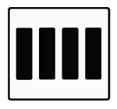 Black and white icon of a rectangular panel with four vertical bars | Selix kala