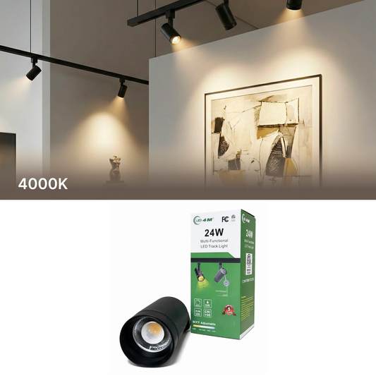 24W LED Track Light Head - Zoomable Beam (Black)