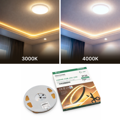 10M COB LED Strip Light - Dotless Continuous Glow, 24V Professional Grade, 12mm Cuttable (IP20)