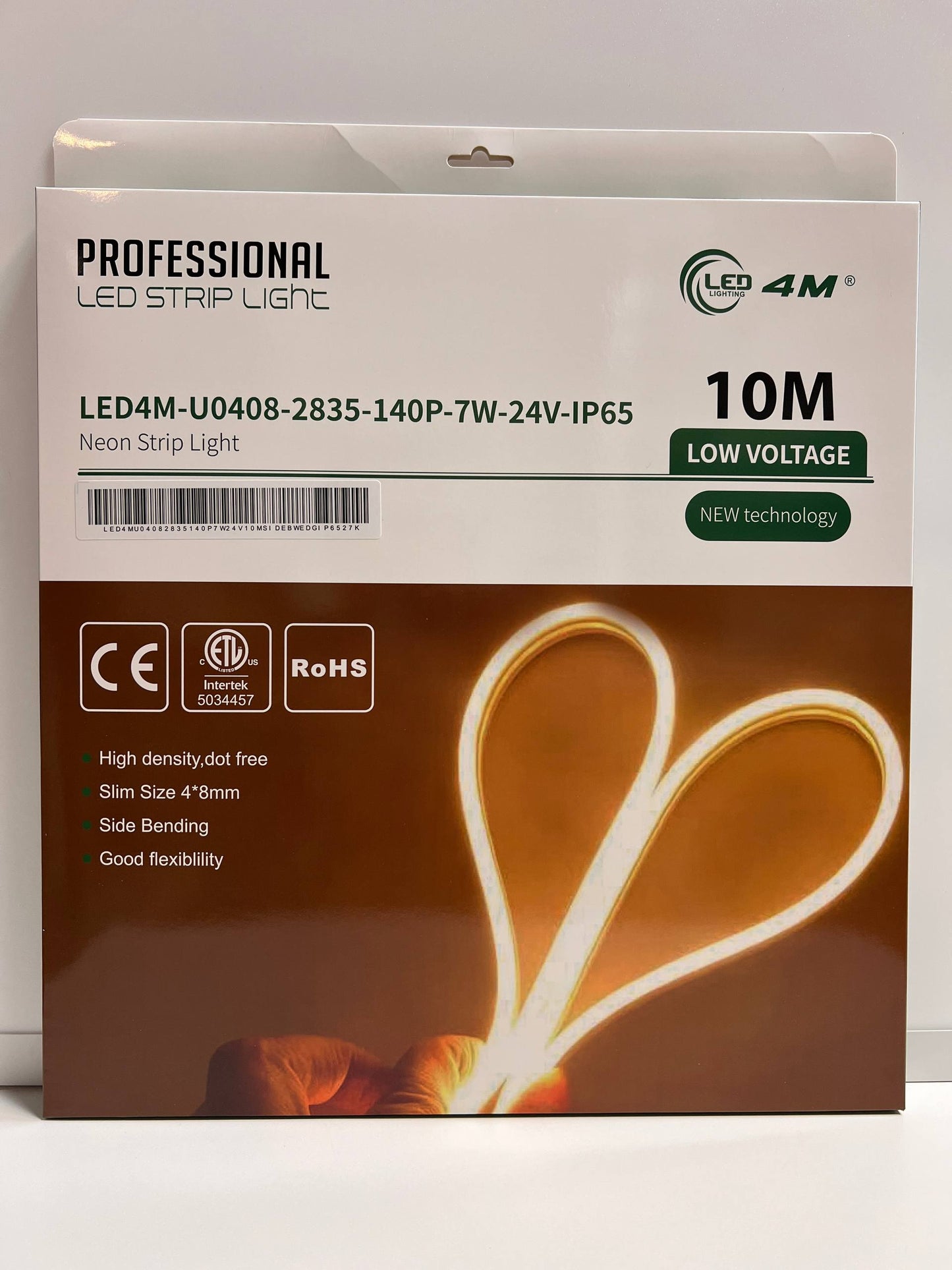 LED Neon Strip Light Slim 4x8mm | 24V IP65 | Dot-Free & Side Bend | Embedded (With Lip)