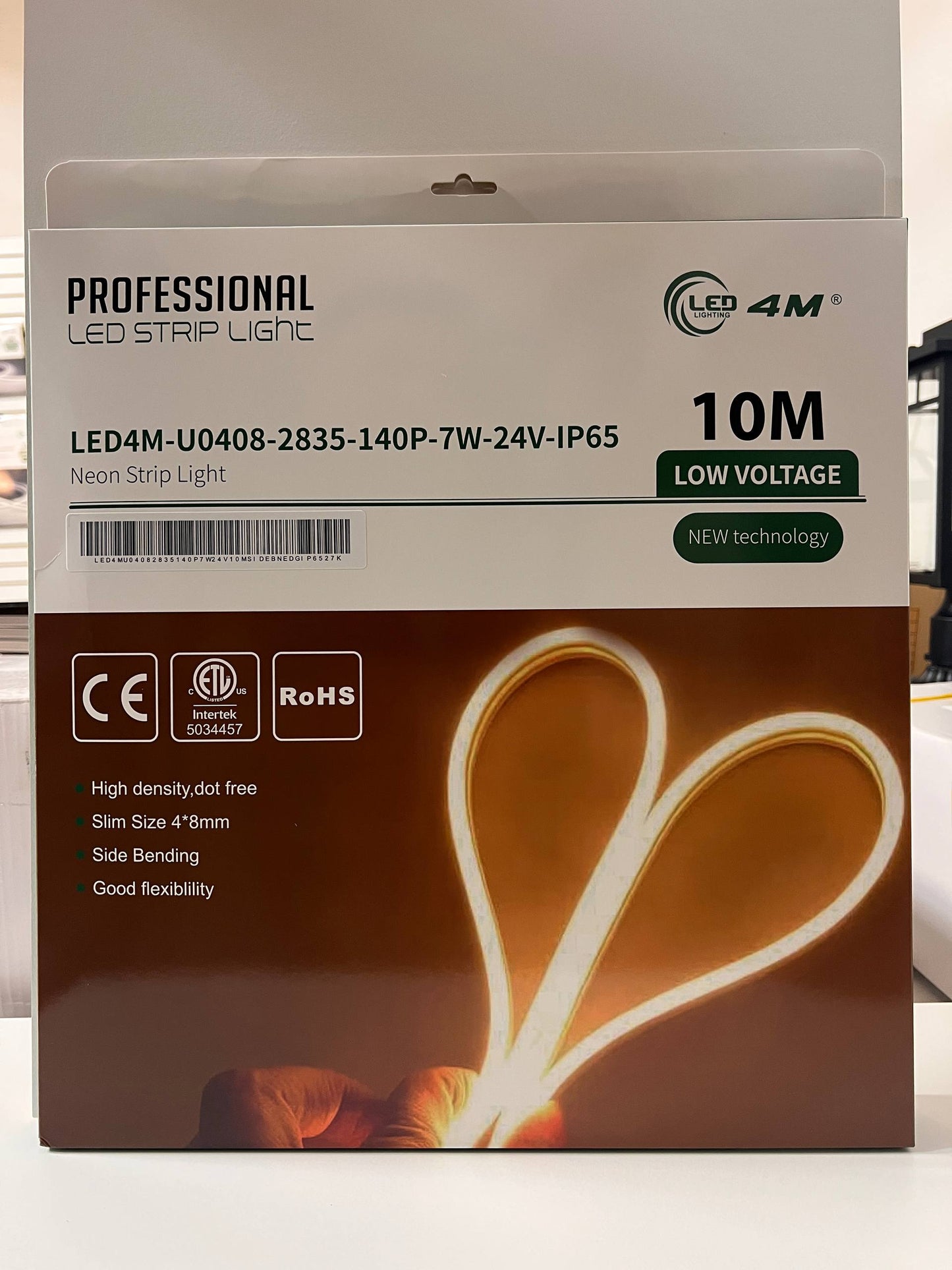 Box of LED strip light with product details