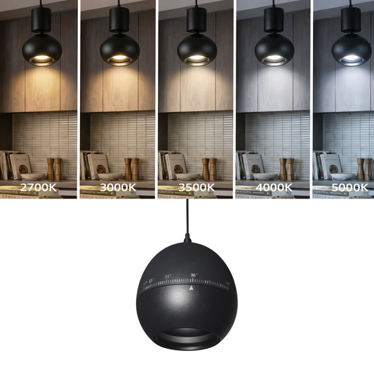 10W LED Hover Pendant Light - Zoomable Beam 10°-55°, 4000K Neutral (Black) options | Selix Kala
