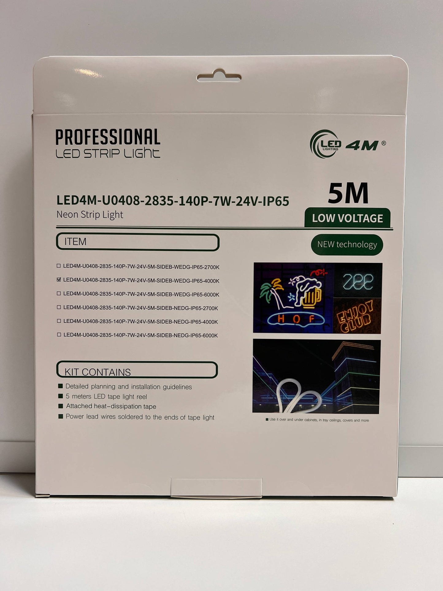 LED Neon Strip Light Slim 4x8mm | 24V IP65 | Dot-Free & Side Bend | Embedded (With Lip)