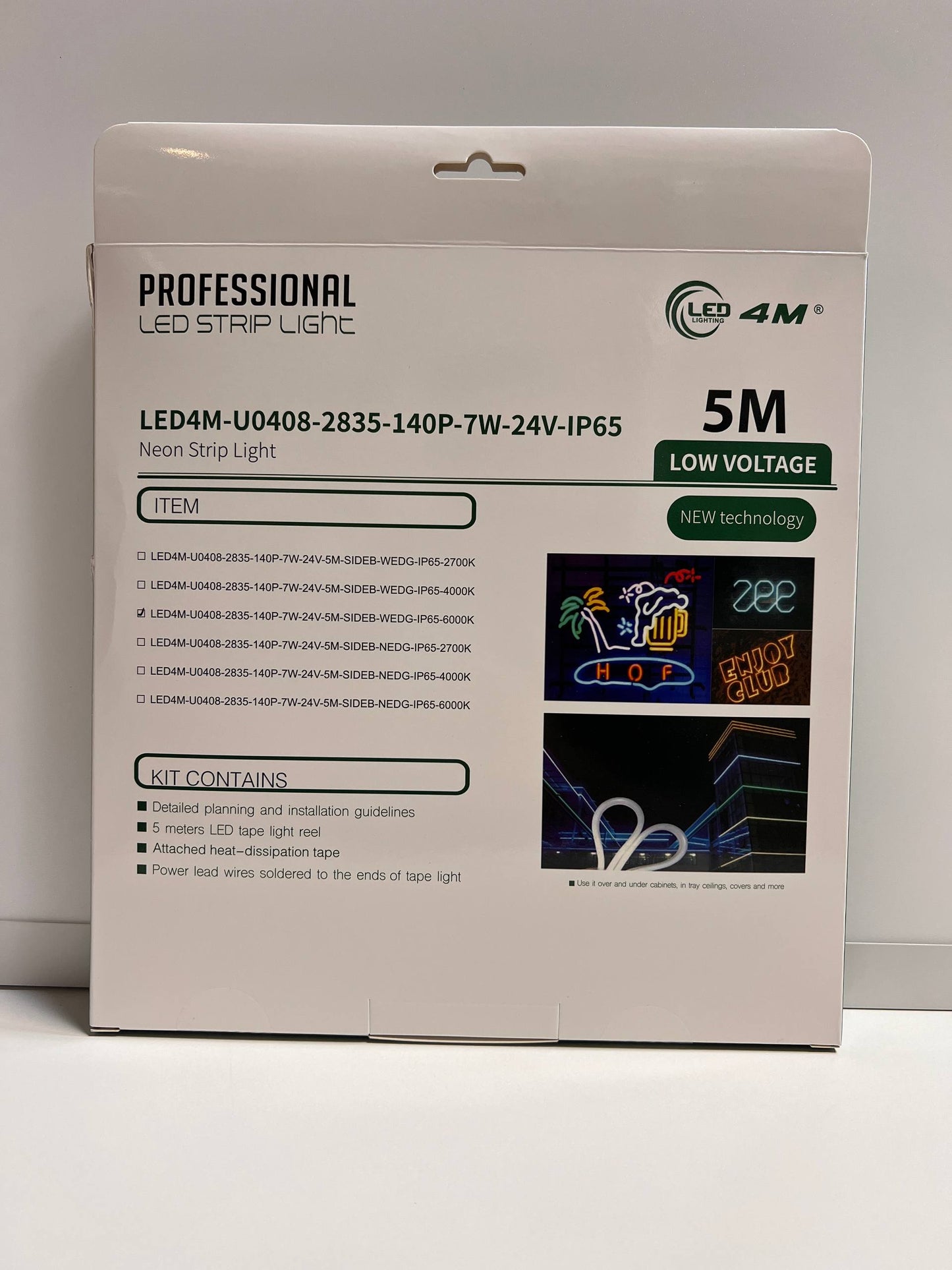 LED Neon Strip Light Slim 4x8mm | 24V IP65 | Dot-Free & Side Bend | Embedded (With Lip)