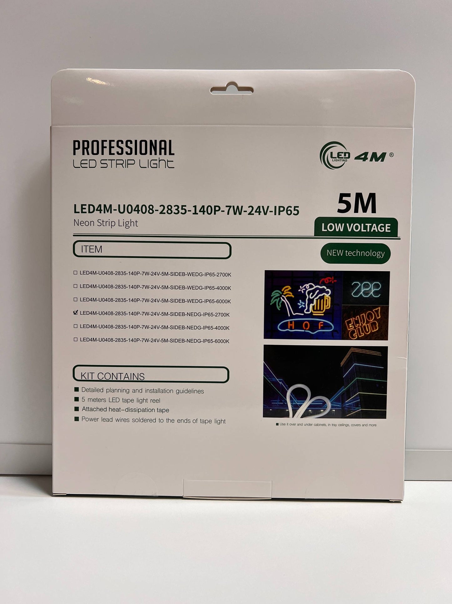 Box of LED strip light with specifications