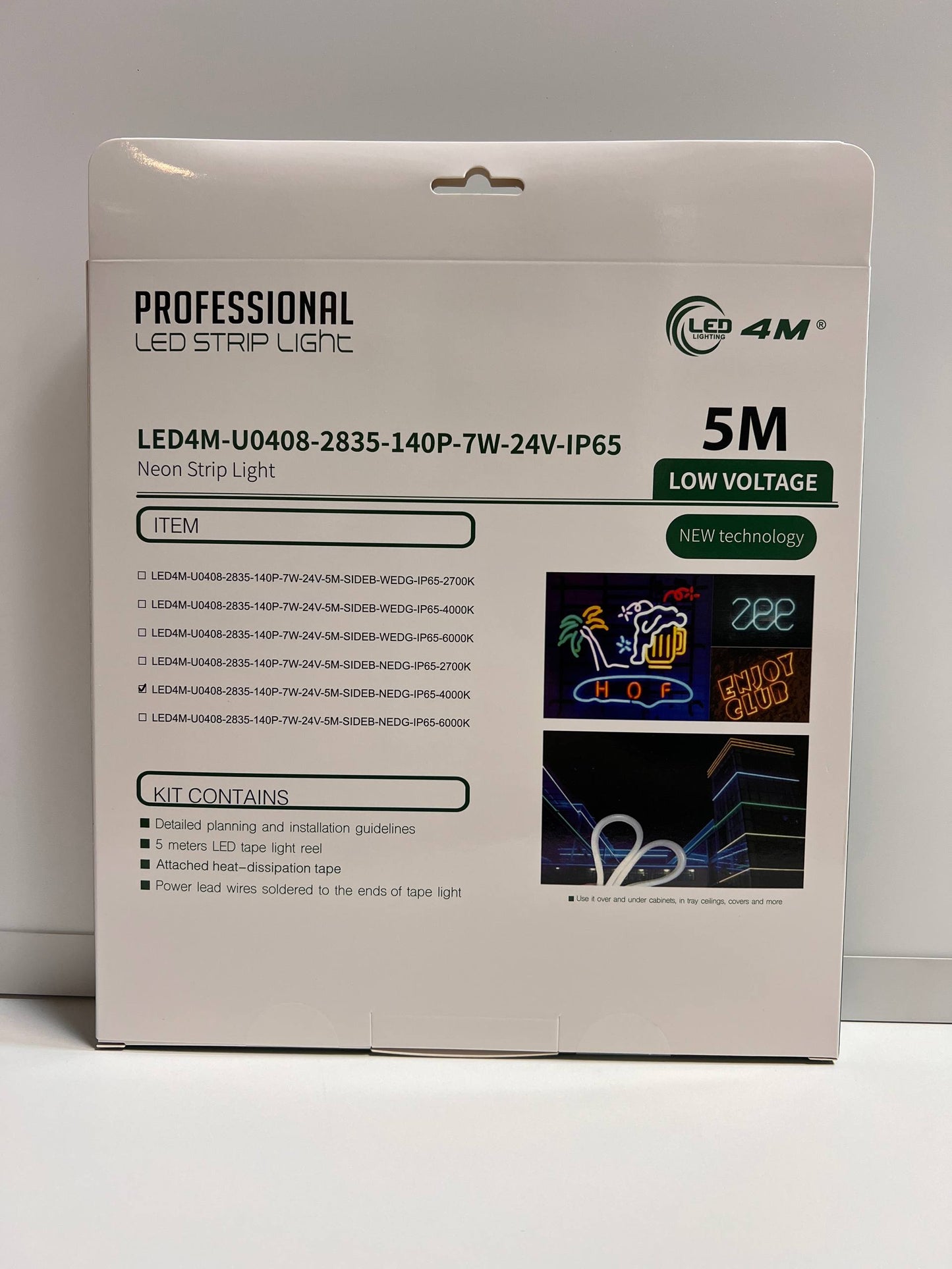 Box of LED strip light with specifications