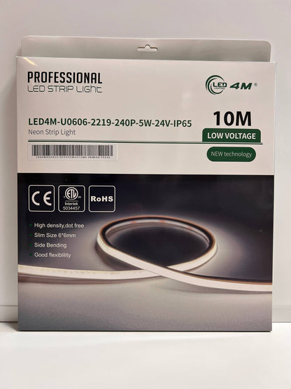 LED Neon Strip Light Slim 6x6mm | 24V IP65 | Dot-Free & Side Bend | Embedded (With Lip)