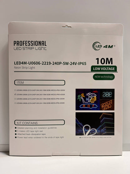 LED Neon Strip Light Slim 6x6mm | 24V IP65 | Dot-Free & Side Bend | Embedded (With Lip)