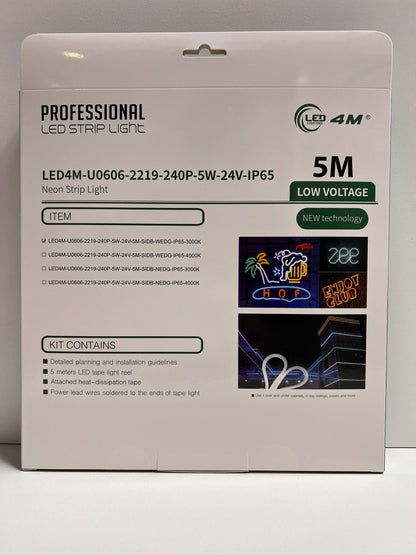 LED Neon Strip Light Slim 6x6mm | 24V IP65 | Dot-Free & Side Bend | Embedded (With Lip)