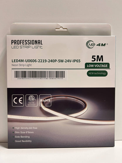 LED Neon Strip Light Slim 6x6mm | 24V IP65 | Dot-Free & Side Bend | Embedded (With Lip)