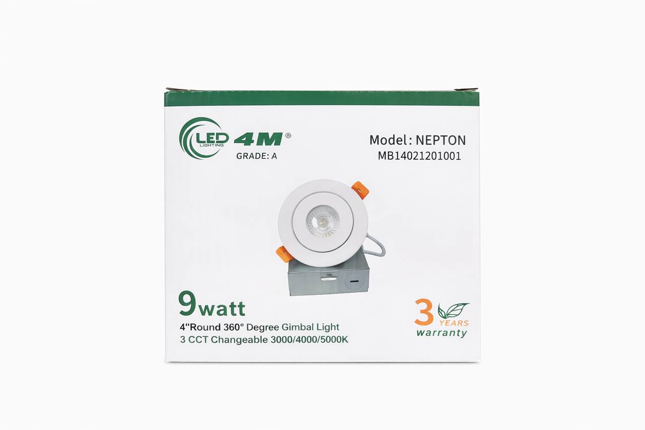 24-Pack 9W 4-Inch Round Gimbal LED Light - 360° Adjustable, 3CCT Selectable, IC Rated (White)