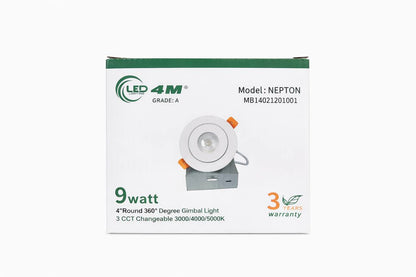 24-Pack 9W 4-Inch Round Gimbal LED Light - 360° Adjustable, 3CCT Selectable, IC Rated (White)