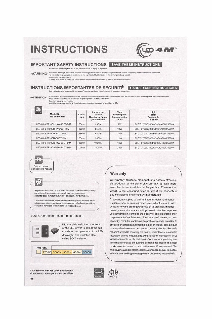 20-Pack 3-inch Recessed LED Downlight - 9W 5-CCT Selectable (White)