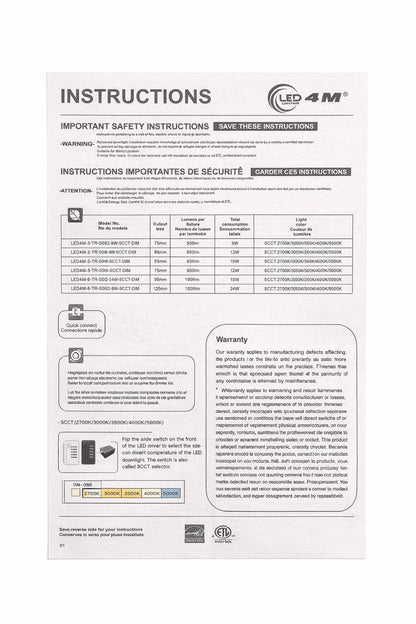 20-Pack 3-inch Recessed LED Downlight - 9W 5-CCT Selectable (White)