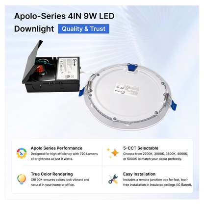 30-Pack 4-inch Recessed LED Downlight (Apolo Series) - 9W 5-CCT Selectable