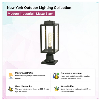 New York Outdoor Lighting Collection | Modern Industrial | Matte Black
Modern Aesthetic
