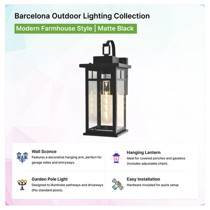 Barcelona Outdoor Lighting Collection | Modern Farmhouse Style | Matte Black
Wall Sconce