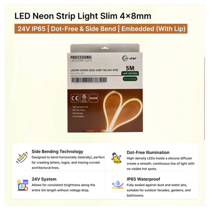 LED Neon Strip Light packaging with specifications and features on a beige background | Selix Kala