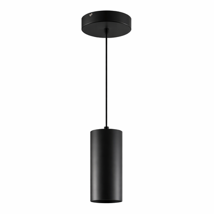 Black pendant light on a white background