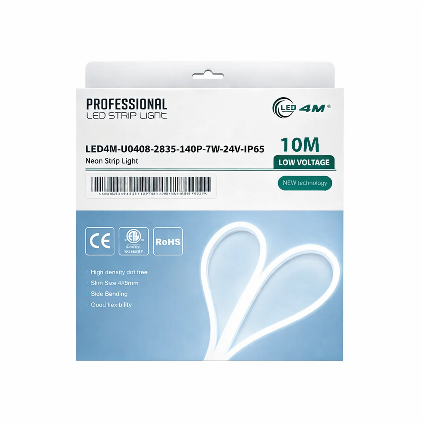 Package of LED strip light with branding and specifications on a white background Daylight 10 m