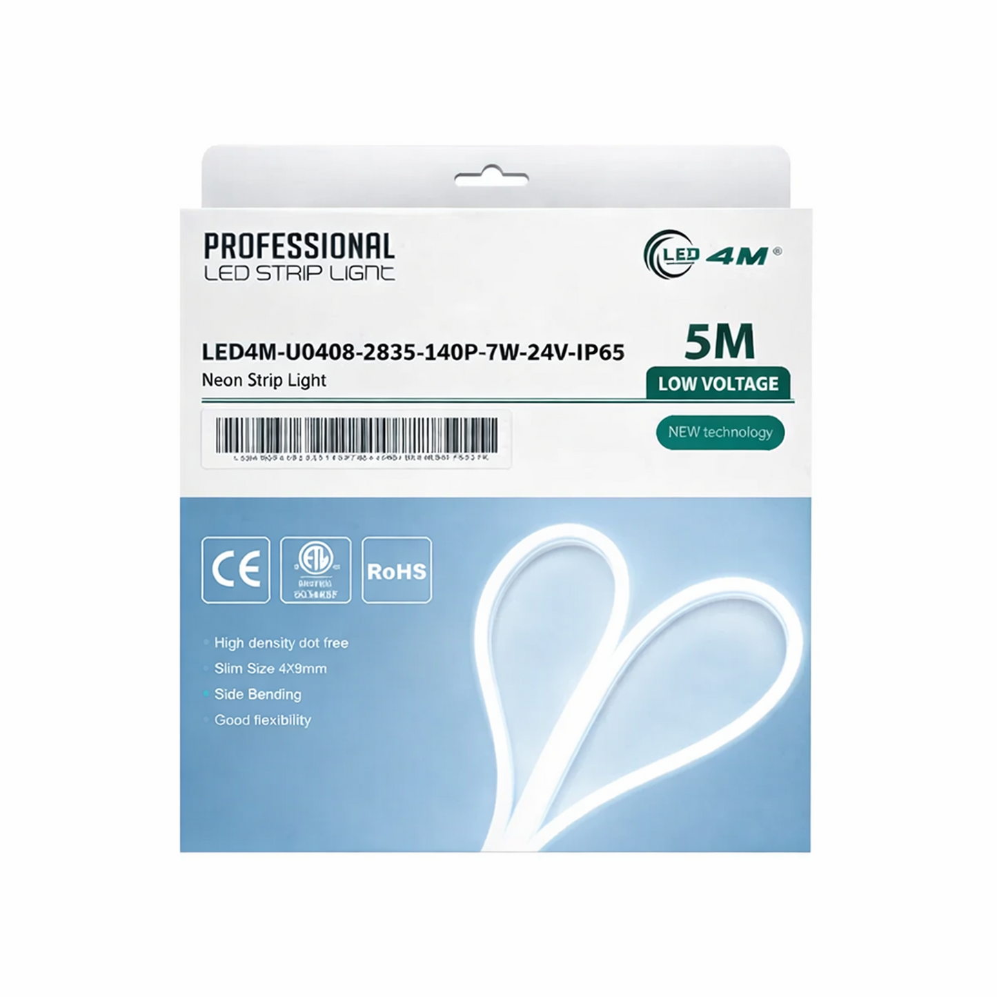 Package of LED strip light with branding and specifications on a white background Daylight 5m