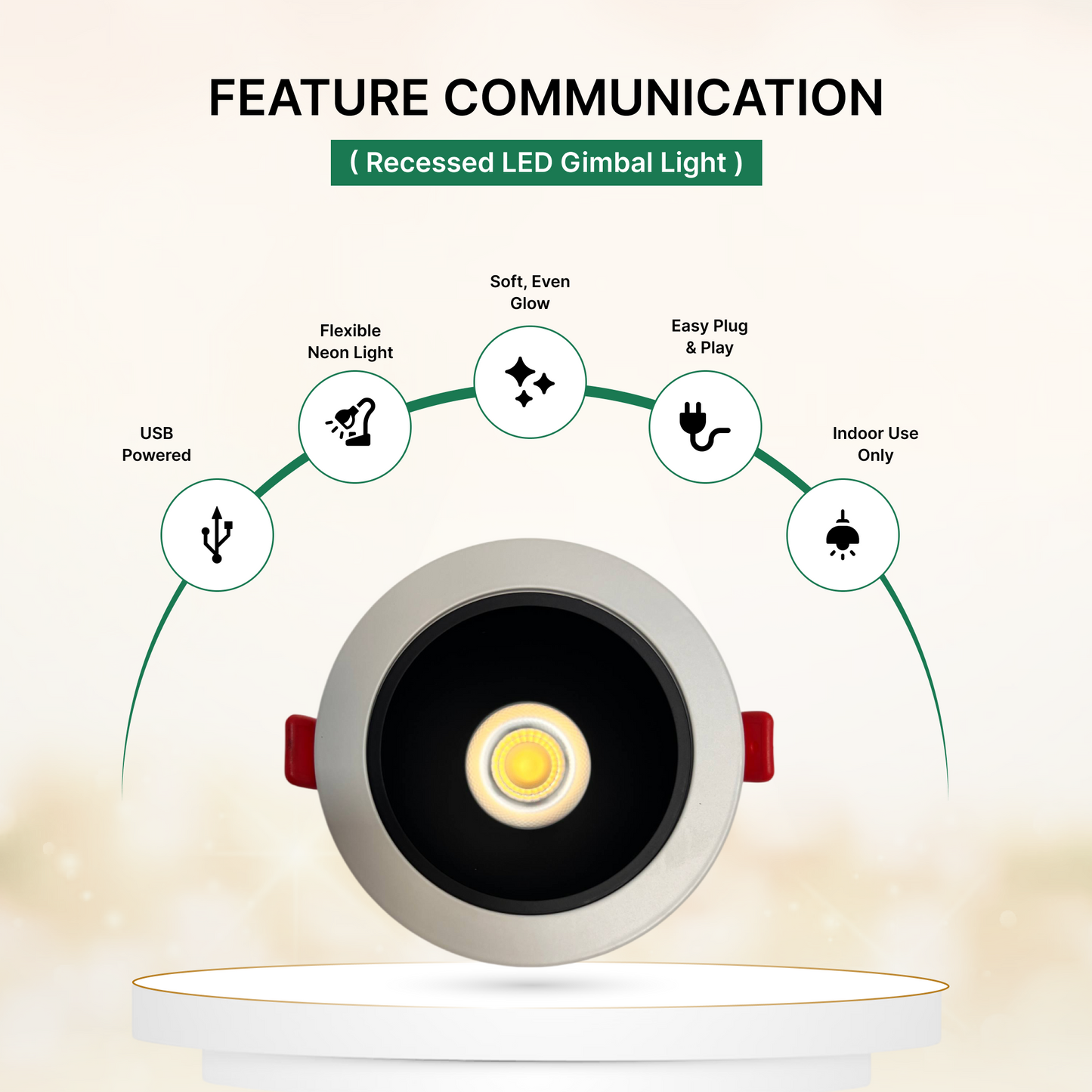 3″ Recessed LED Gimbal Light LED4M-3-RG-12W-5CCT-DIM_Feature_Communication | Selix Kala