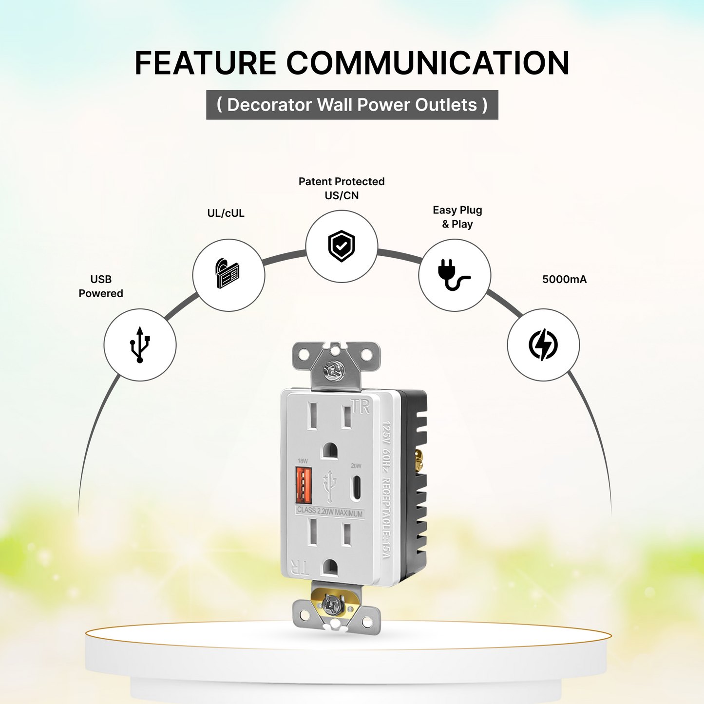 Decorator Wall Power Outlets | 15A | Standard, GFCI & USB Options
Feature Communication