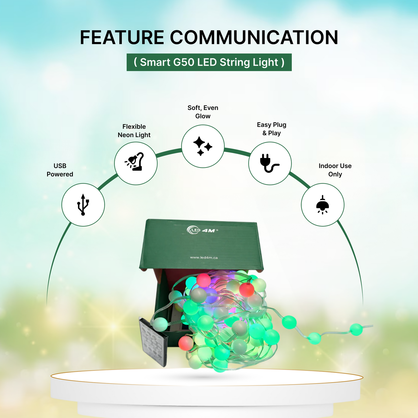 Smart G50 LED String Light - RGB Color Changing USB Powered