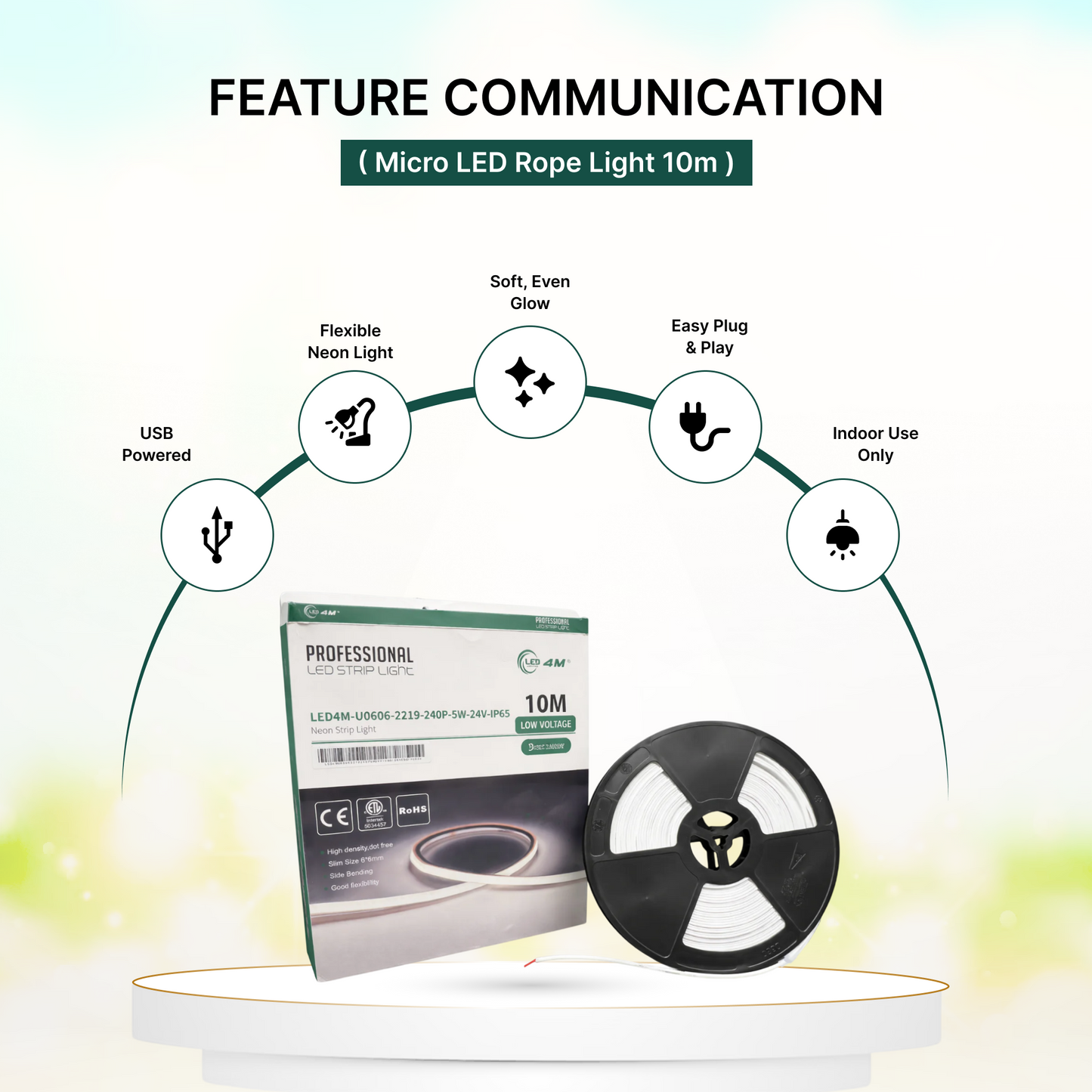 Micro LED Rope Light 10m - 24V 200 LEDs Professional Series