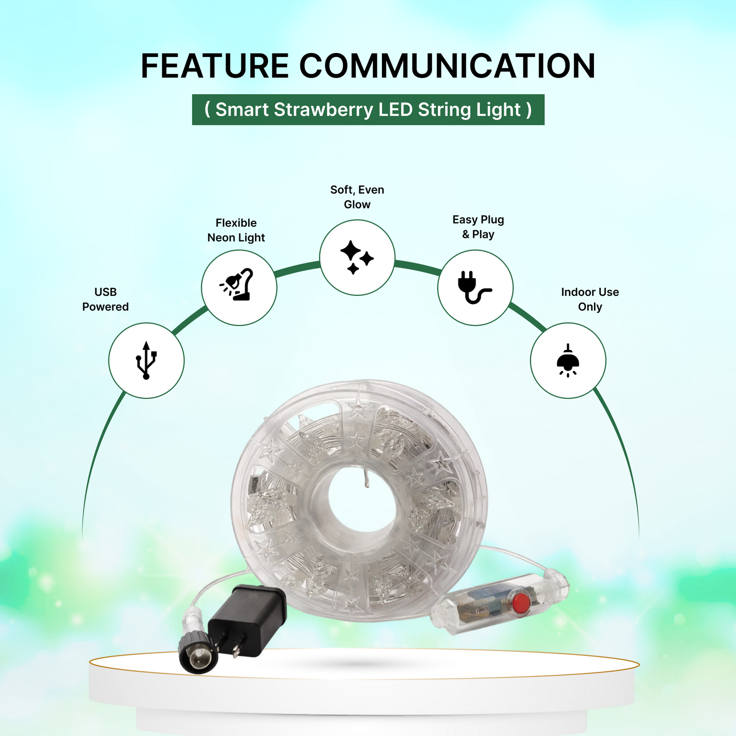 Smart Strawberry LED String Light 7m - 50 LEDs App Control (Multicolor)