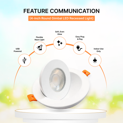 24-Pack 9W 4-Inch Round Gimbal LED Light - 360° Adjustable, 3CCT Selectable, IC Rated (White)