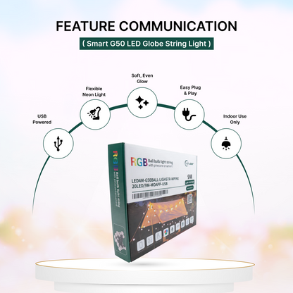 Smart G50 LED Globe String Light - 9M (30ft), 20 Bulbs, App & Remote Control, USB Powered