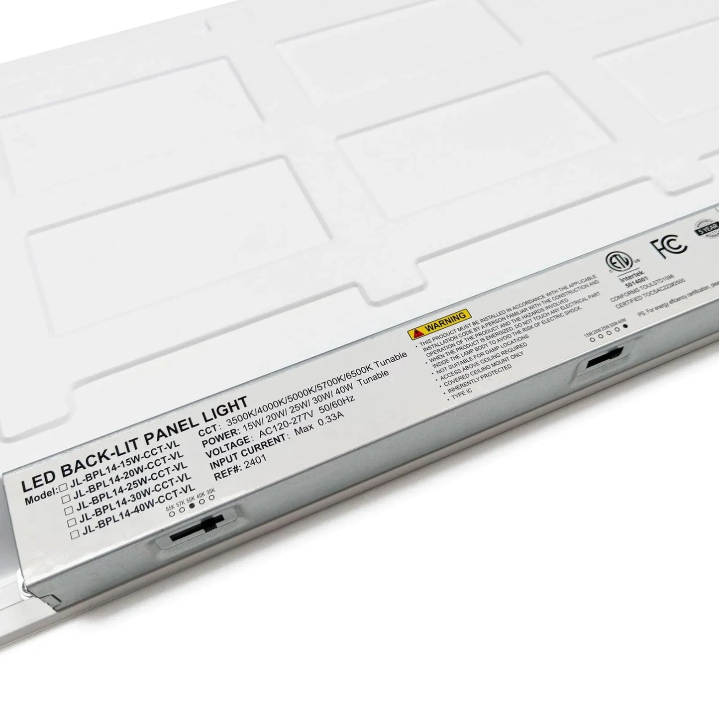 LED back-lit panel light with specifications on a white background | Selix Kala