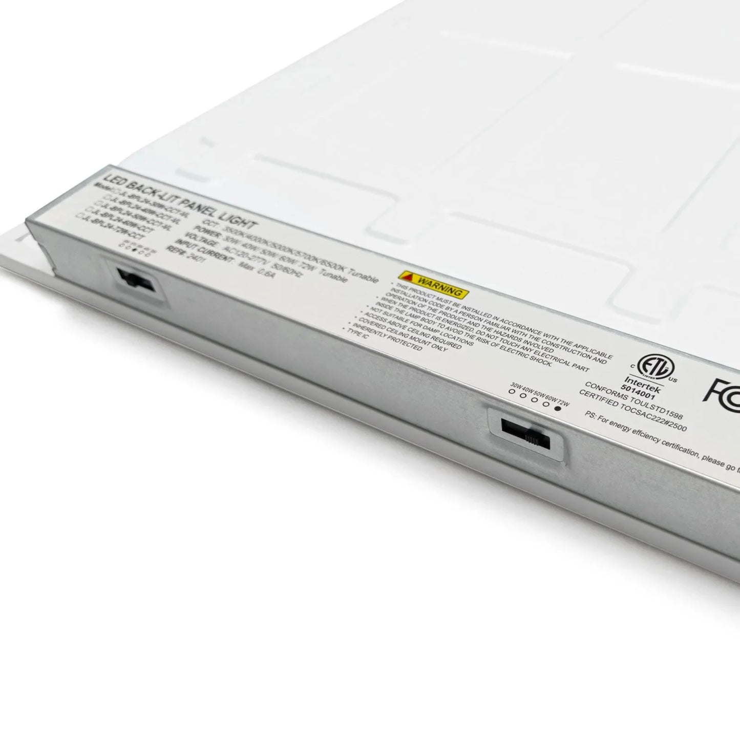 LED panel light with certification labels on a white background | Selix Kala