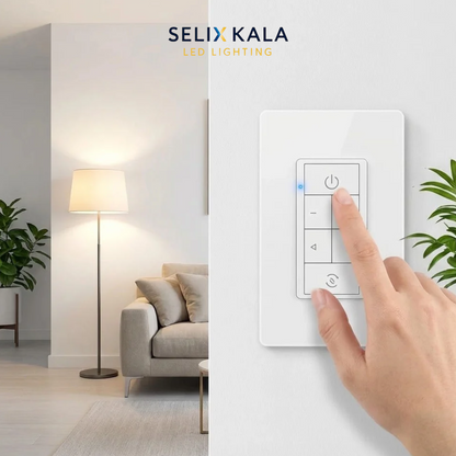 PLC Smart Touch Wall Switch - Dimmer & CCT Control, 90-277V (White) led light | Selix Kala
