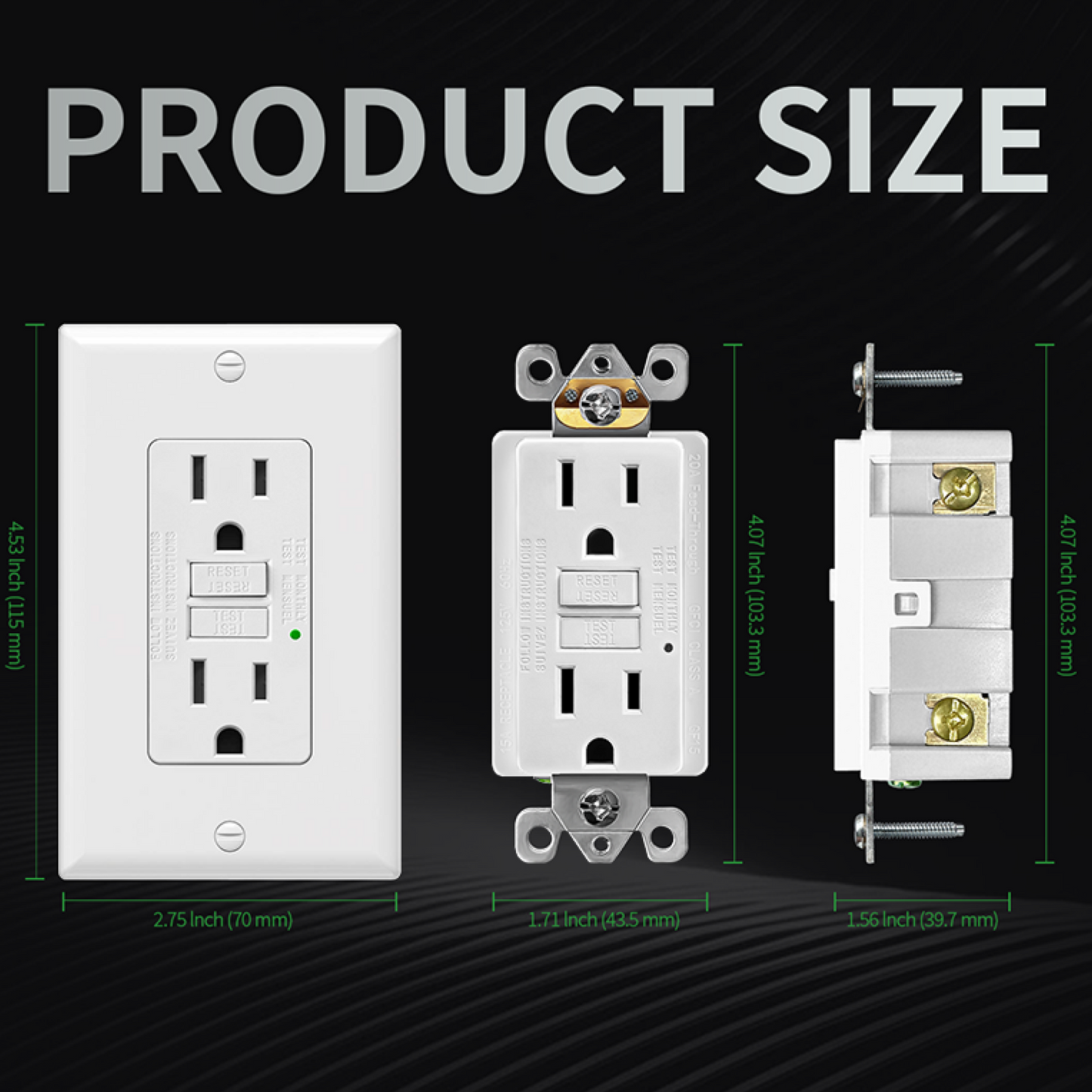 Decorator Wall Power Outlets | 15A | Standard, GFCI & USB Options
Product Size
