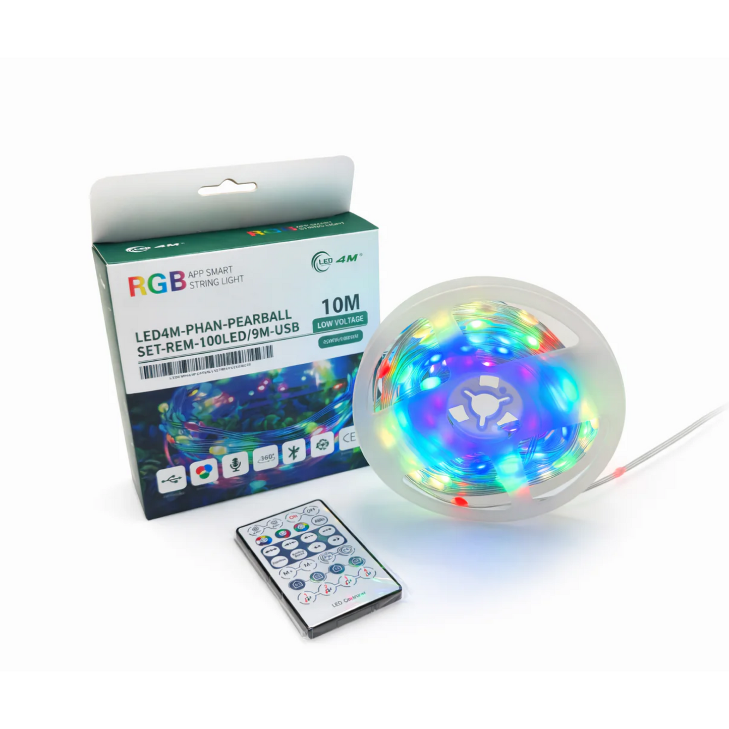 Pear Ball LED String Lights with Remote Control - 9M, 100 LEDs, USB Powered-USB