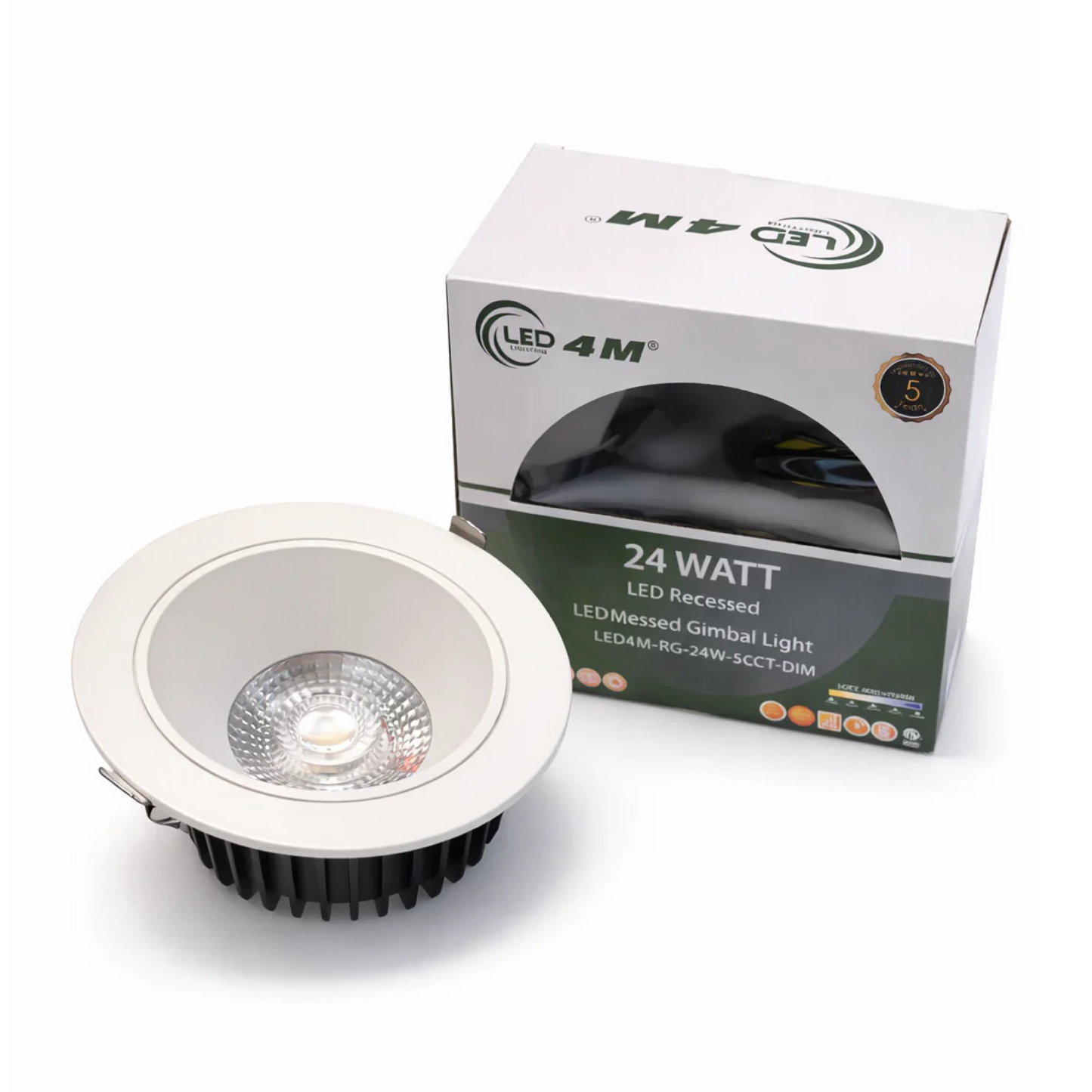 20-Pack 5-inch Gimbal LED Recessed Light - 24W 5-CCT Selectable (White)