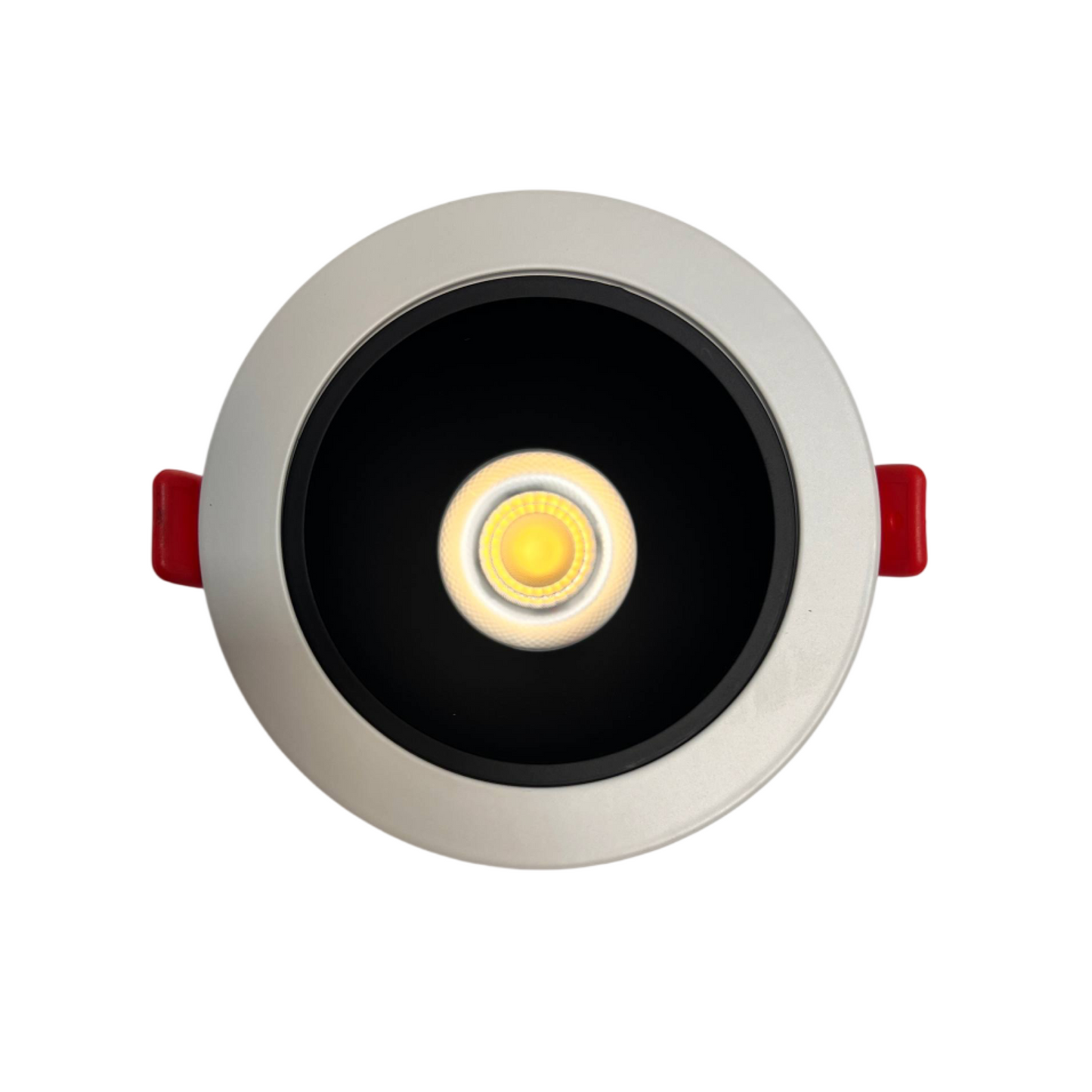 Round recessed ceiling light with a black center and silver rim | Selix Kala