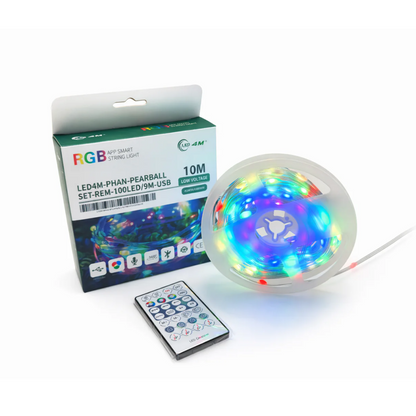 Pear Ball LED String Lights with Remote Control - 9M, 100 LEDs, USB Powered-USB