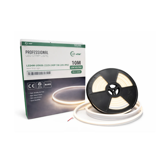 LED Neon Strip Light Slim 6x6mm | 24V IP65 | Dot-Free & Side Bend | Embedded (With Lip)