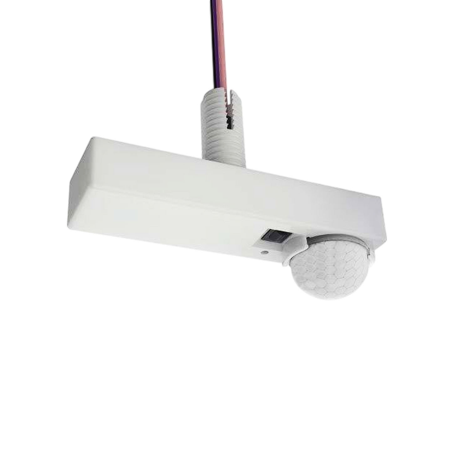 White sensor device with a light bulb on a white background