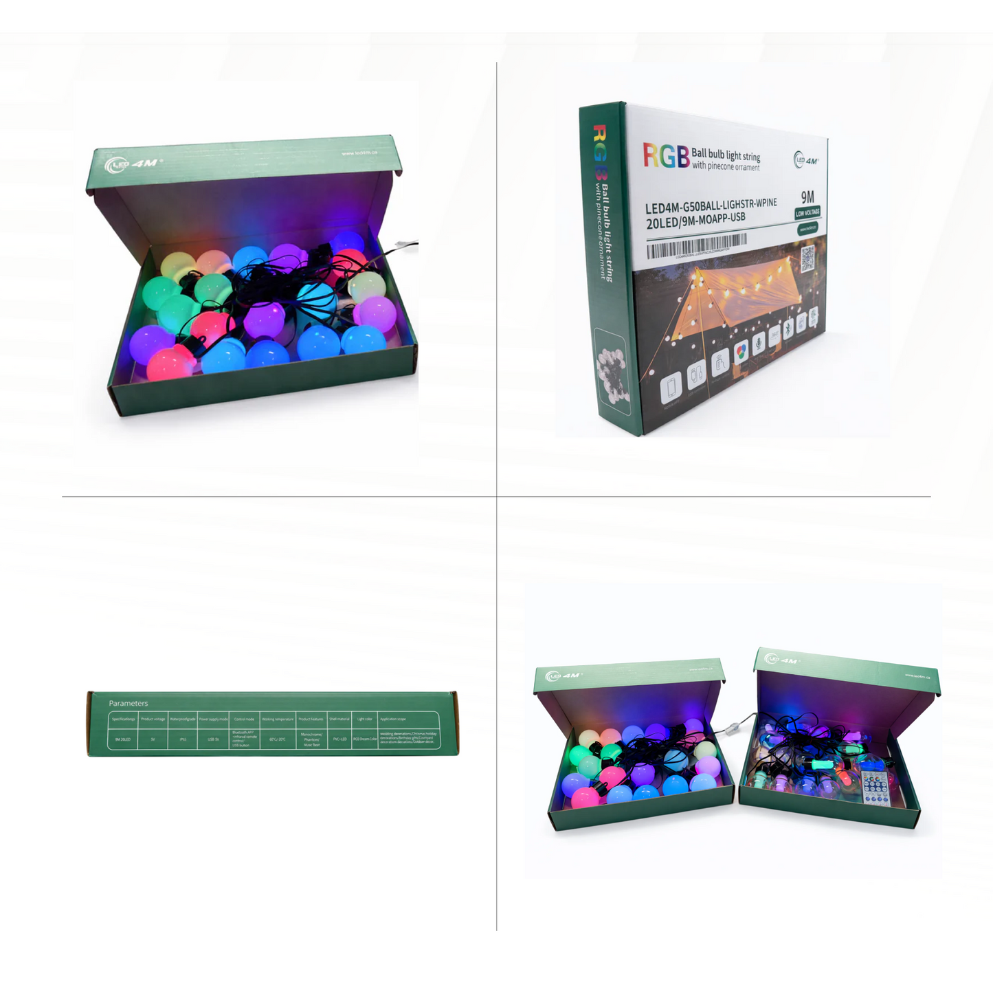 Smart G50 LED Globe String Light - 9M (30ft), 20 Bulbs, App & Remote Control, USB Powered