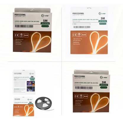 LED Neon Strip Light Slim 4x8mm | 24V IP65 | Dot-Free & Side Bend | Embedded (With Lip)