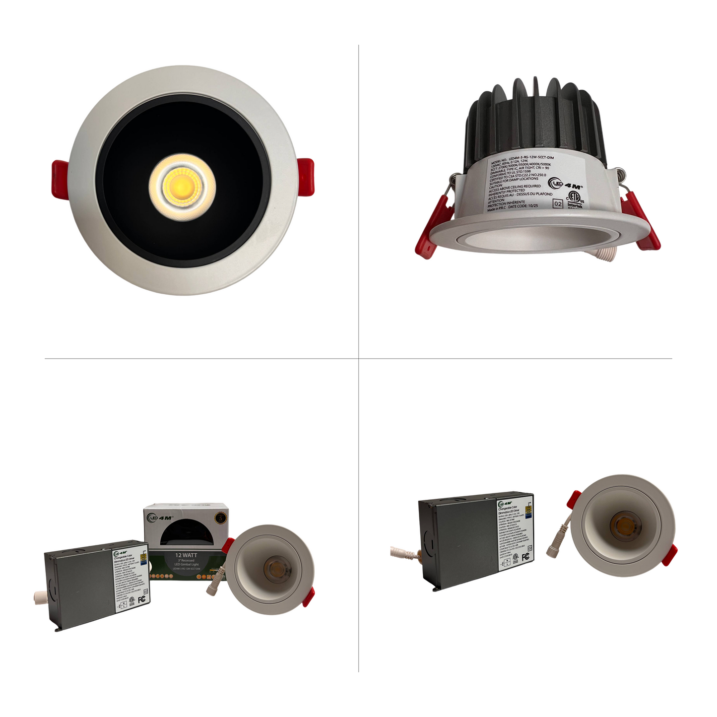 3″ Recessed LED Gimbal Light LED4M-3-RG-12W-5CCT-DIM-4 | Selix Kala