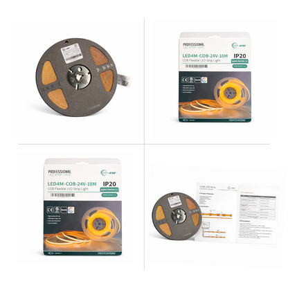 10M COB LED Strip Light - Dot-Free Continuous Glow, 24V Indoor, 180° Wide Beam (IP20)